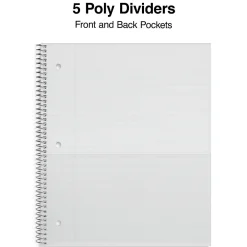 Subject Notebooks|Staples Premium Poly 5-Subject Notebook, 8.5