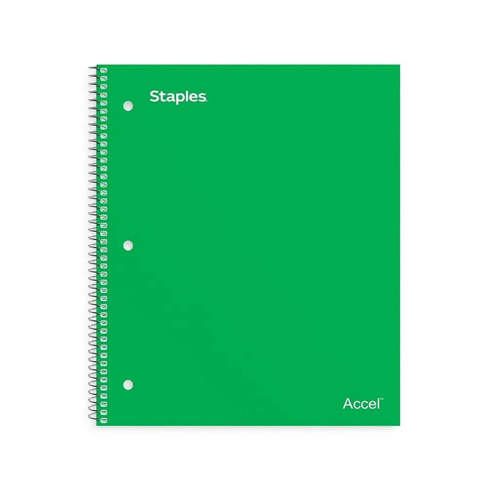 Subject Notebooks|Staples Premium Poly 1-Subject Notebook, 8.5" x 11", College Ruled, 100 Sheets, (ST51451D) Green