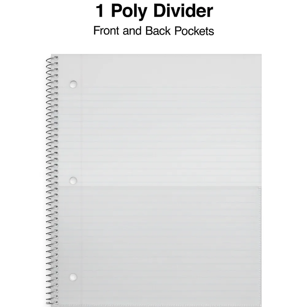 Subject Notebooks|Staples Premium Poly 1-Subject Notebook, 8" x 10.5", Wide Ruled, 100 Sheets, (TR25543) White