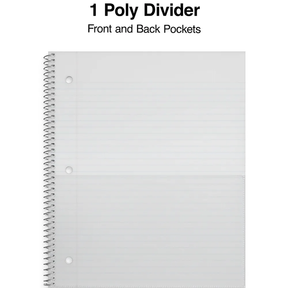 Subject Notebooks|Staples Premium Poly 1-Subject Notebook, 8" x 10.5", Wide Ruled, 100 Sheets, (ST20957D) Blue