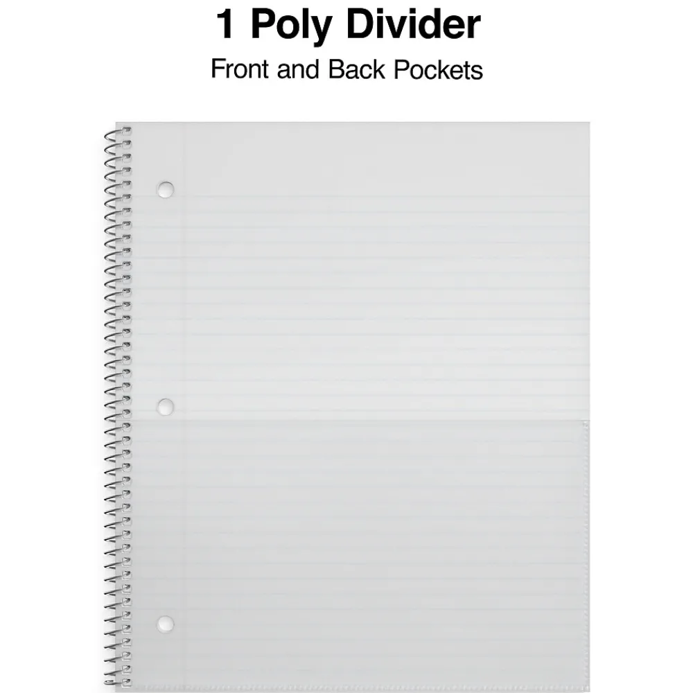 Subject Notebooks|Staples Premium Poly 1-Subject Notebook, 8" x 10.5", Wide Ruled, 100 Sheets, (TR20958) Red