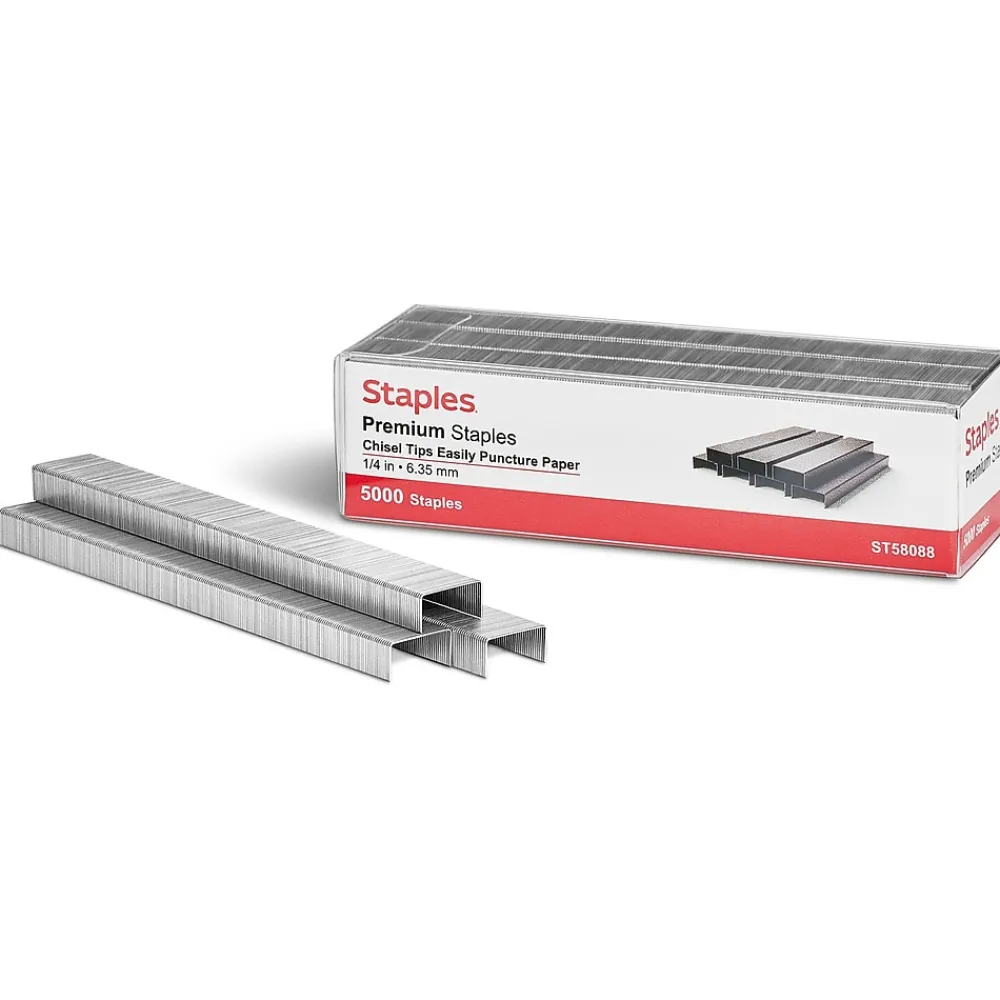 Staples|Staples Premium , 1/4" Leg Length, 5000/Box (TR58088)
