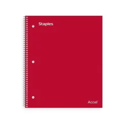 Notebooks|Staples Premium 1-Subject Notebook, 8.5" x 11", College Ruled, 100 Sheets, Red, 12 Notebooks/Carton (ST20952CT)