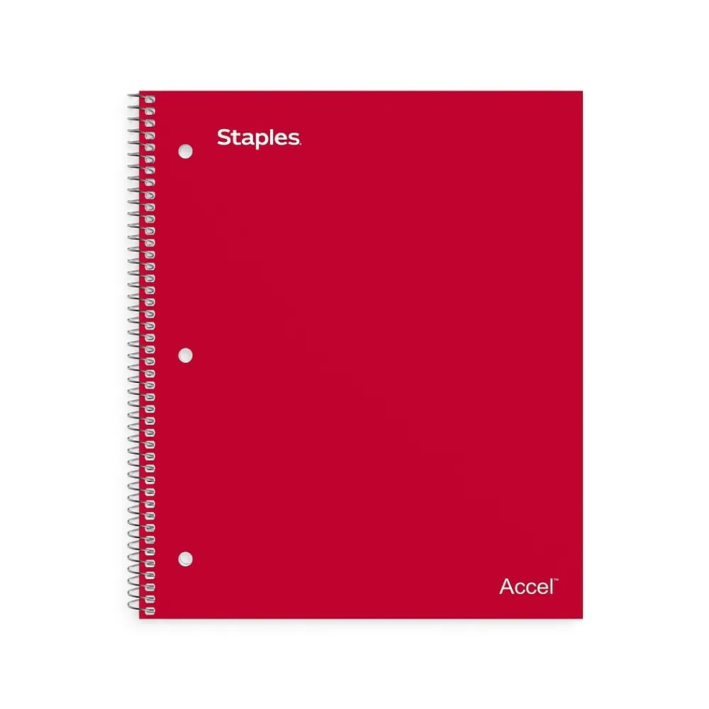 Notebooks|Staples Premium 2-Subject Notebook, 8.5" x 11", College Ruled, 120 Sheets, (TR58312) Red