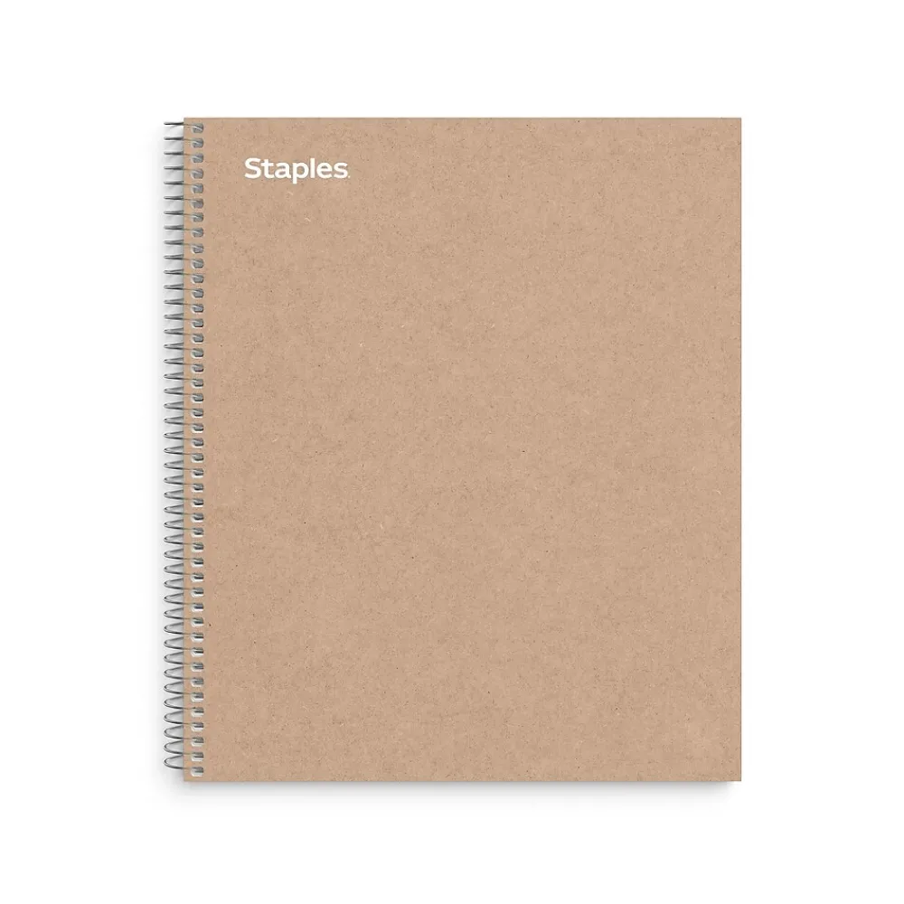 Subject Notebooks|Staples Premium 5-Subject Notebook, 8.5" x 11", College Ruled, 200 Sheets, Brown (TR52122)