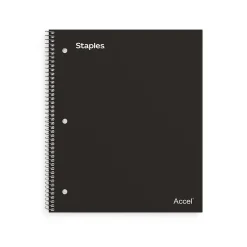 Notebooks|Staples Premium 1-Subject Notebook, 8.5" x 11", College Ruled, 100 Sheets, (ST20950D) Black