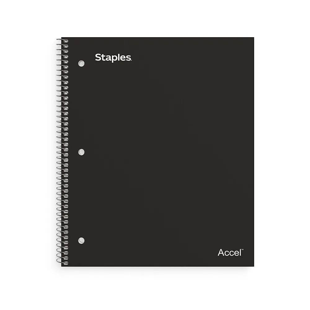Notebooks|Staples Premium 1-Subject Notebook, 8.5" x 11", College Ruled, 100 Sheets, (ST20950D) Black