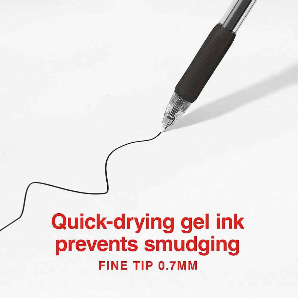 Pens|Staples ProGel™ Retractable Gel Pen, Fine Point, 0.7mm, Black Ink, Dozen (ST62095)