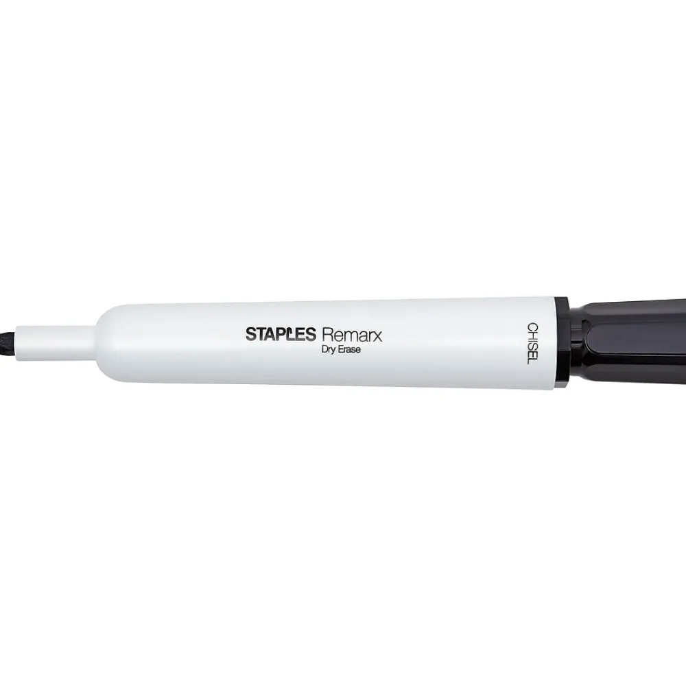 Markers|Staples Remarx Dry Erase Markers, Chisel Point, Black, 4/Pack (29210)