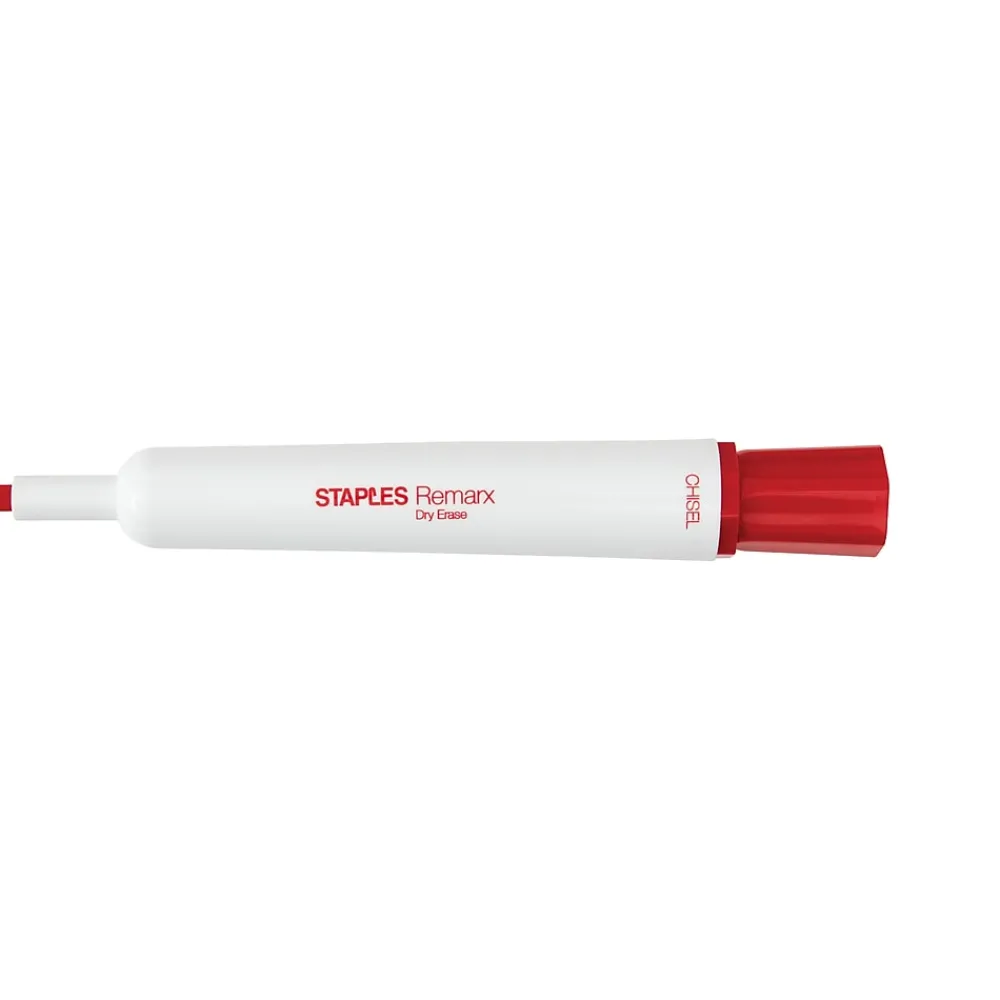Markers|Staples Remarx Dry Erase Markers, Broad Point, Red, 12/Pack (18887)