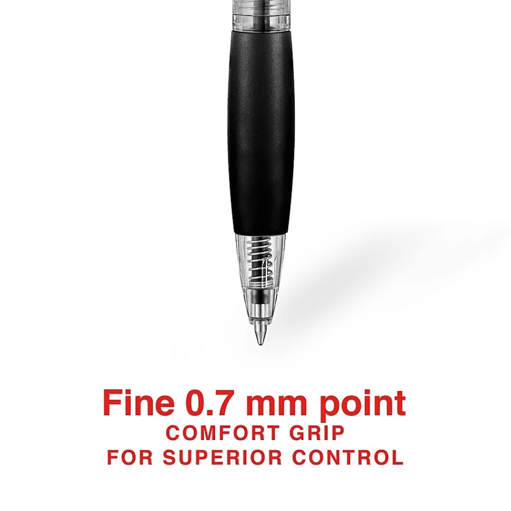 Pens|Staples ® Retractable Ballpoint Pens, Fine Point, 0.7mm, Black Ink, Dozen (50786-CC)