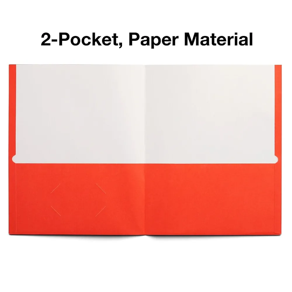 Pocket Folders|Staples Smooth 2-Pocket Paper Folder, , 25/Box (27535-CC) Orange