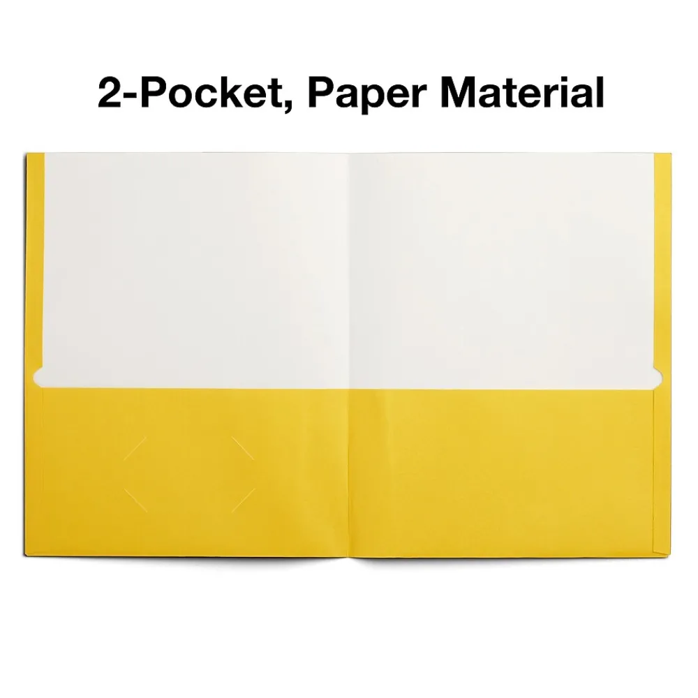 Pocket Folders|Staples Smooth 2-Pocket Paper Folder, , 25/Box (27538-CC) Yellow