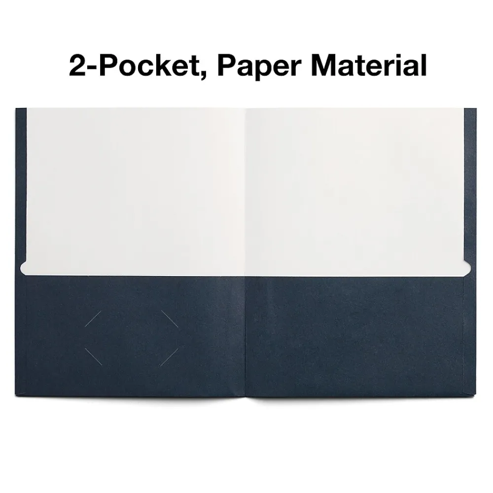 Pocket Folders|Staples Smooth 2-Pocket Paper Folder, , 25/Box (27539-CC) Navy