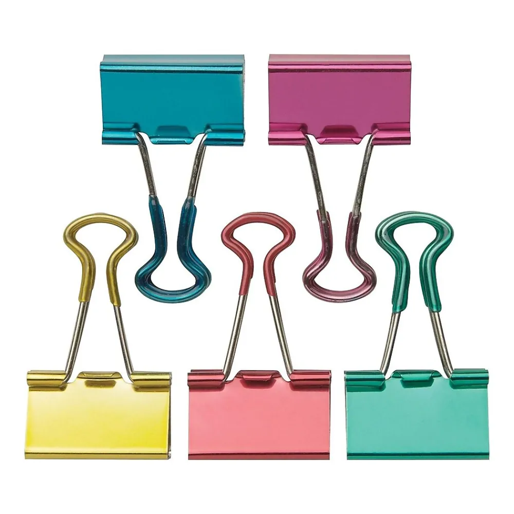Clips & Fasteners|Staples Soft Grip 1.25" Binder Clips, Medium, Assorted Colors, 12/Pack (35313)