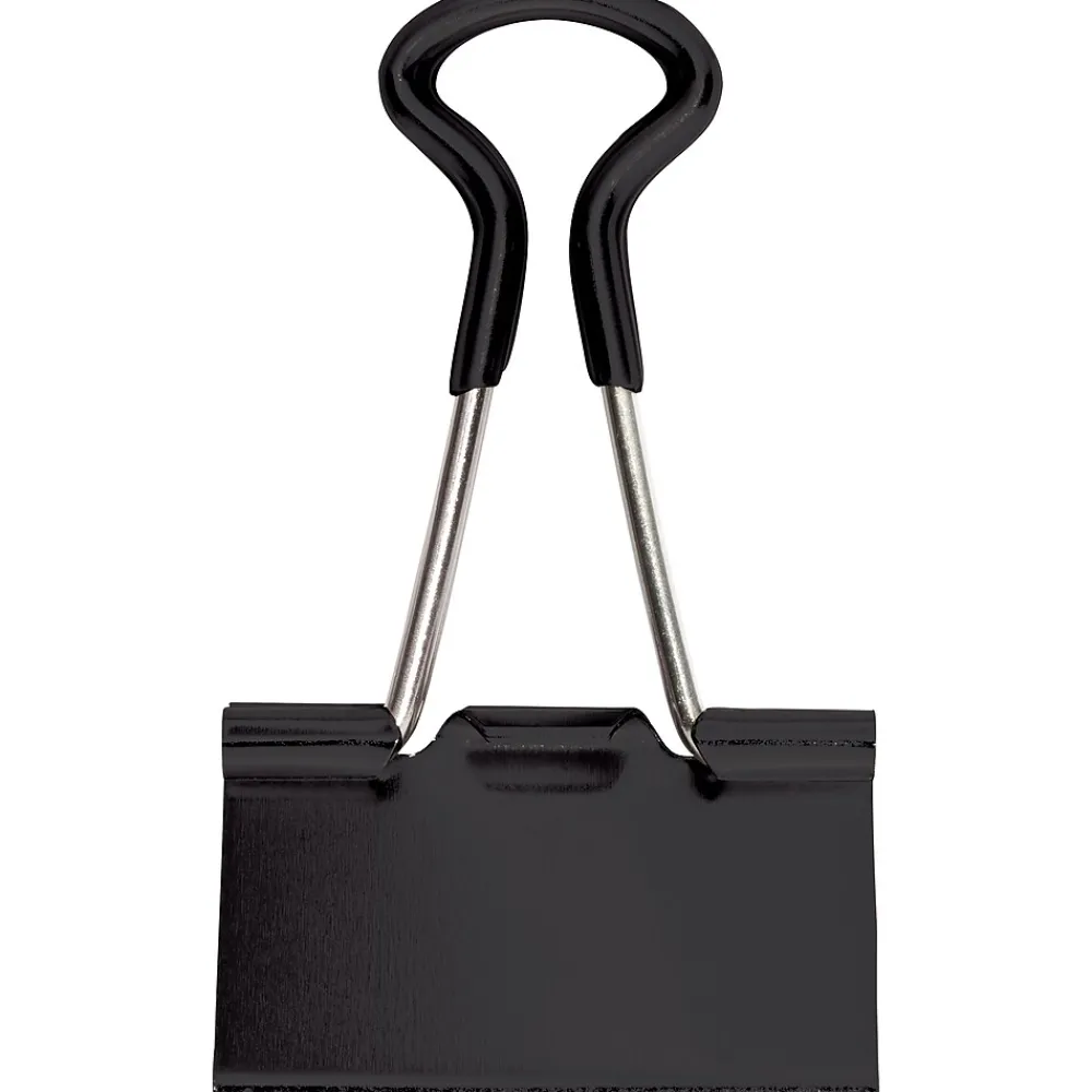 Clips & Fasteners|Staples ® Soft Grip Binder Clips, 1 1/4" Width, 5/8" Capacity, Black, 12/Pk