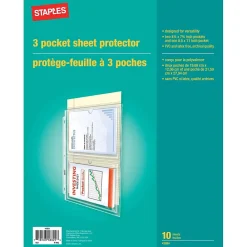 Sheet Protectors|Staples Standard Weight Sheet Protectors, 8.5" x 11", Clear, 10 Sheets/Pack (41924)