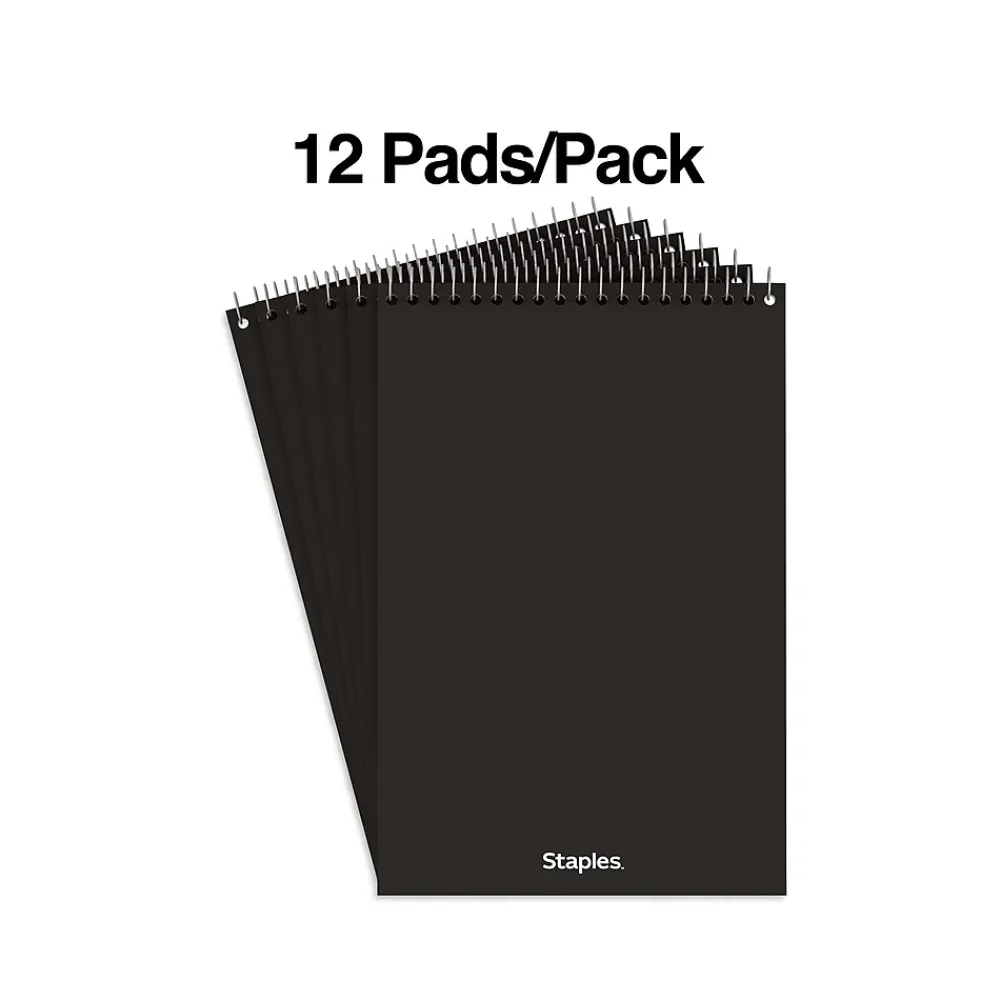 Notepads|Staples Steno Pads, 6" x 9", Graph Ruled, White, 80 Sheets/Pad, 6 Pads/Pack (ST57352)