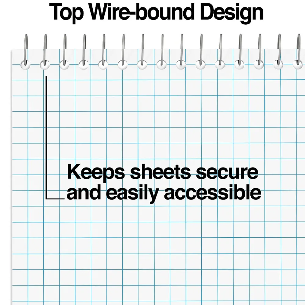 Notepads|Staples Steno Pads, 6" x 9", Graph Ruled, White, 80 Sheets/Pad, 6 Pads/Pack (ST57352)