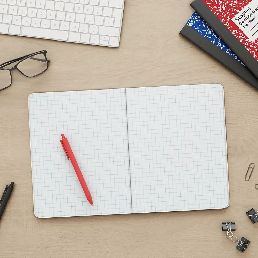 Composition Notebooks|Staples 1-Subject Composition Notebooks, 7.5" x 9.75", Graph Ruled, 80 Sheets, /White (ST55070C) Blue