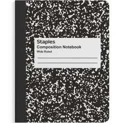 Composition Notebooks|Staples 1-Subject Composition Notebook, 7.5" x 9.75", Wide Ruled, 100 Sheets, (ST55076C) Black