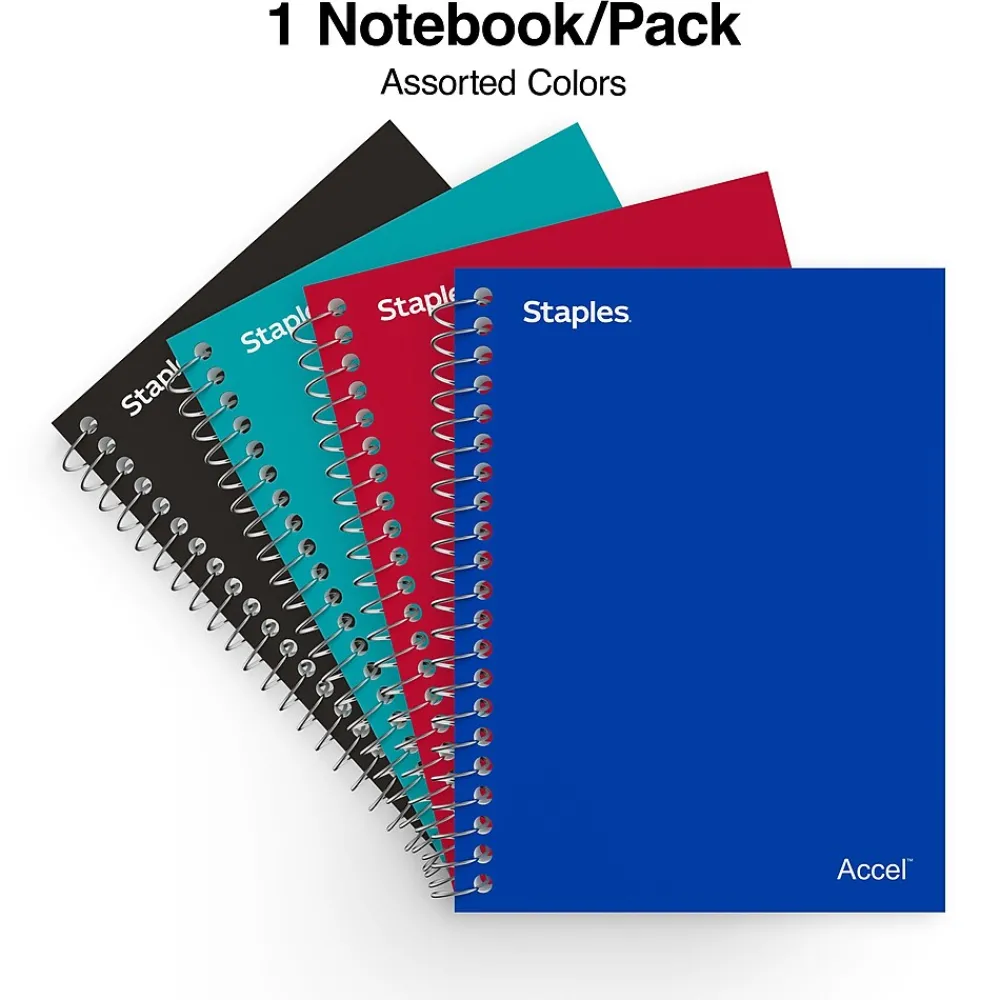 Notebooks|Staples ® 1-Subject Professional Notebooks, 4.5" x 5.5", College Ruled, 200 Sheets, Assorted (12891-CC)