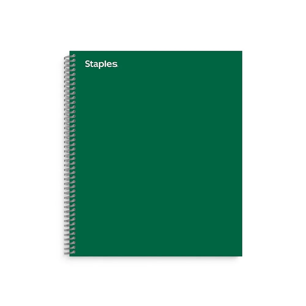 Subject Notebooks|Staples ® 1-Subject Subject Notebooks, 8.5" x 11", College Ruled, 100 Sheets, Green (TR58358M-CC)