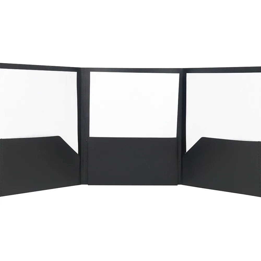 Pocket Folders|Staples Tri-Fold Folders, Black, 5/Pack (23306)