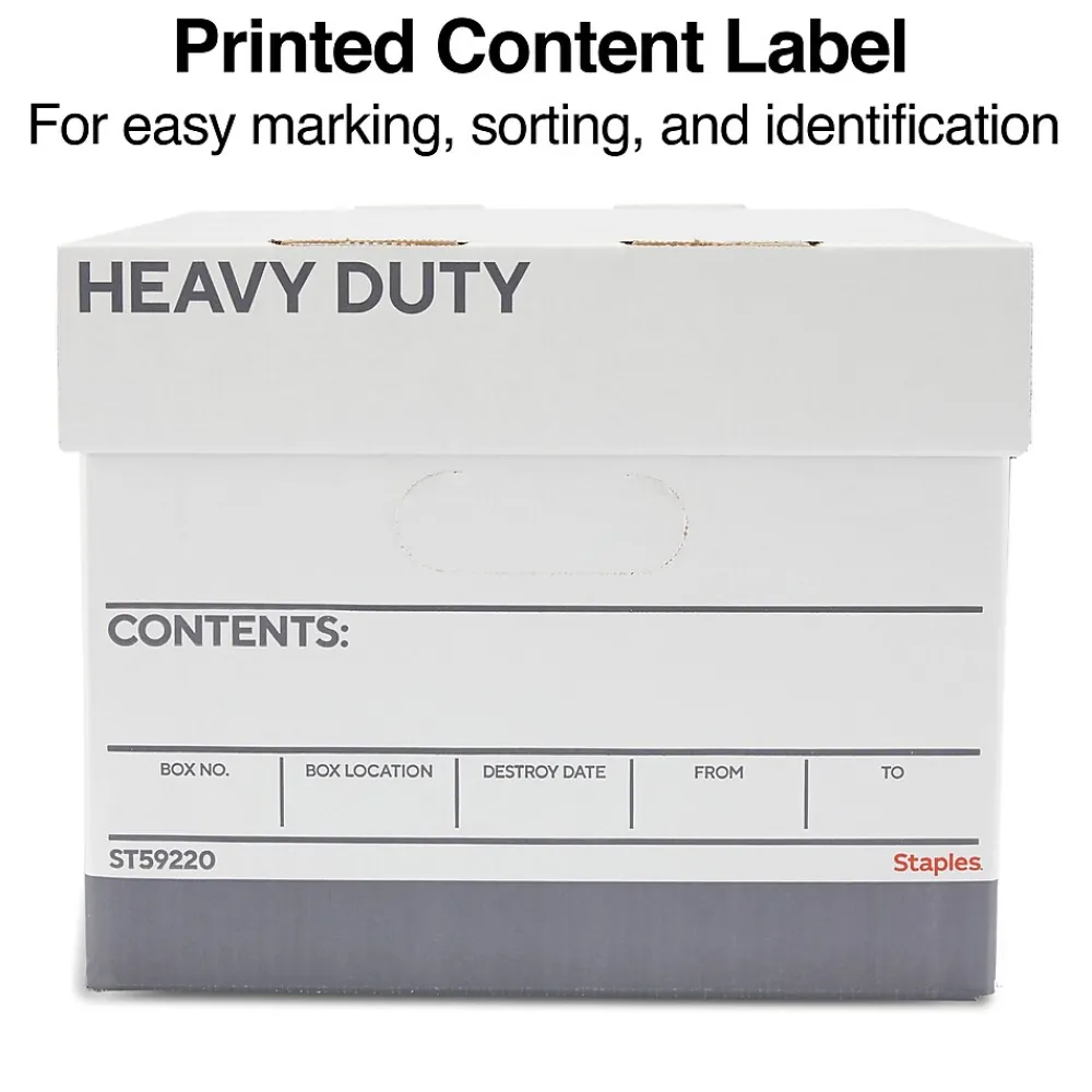 File Storage|Staples Triple Wall Heavy Duty File Box, Lift Off Lid, Letter/Legal, White/Gray, 12/Carton (TR59220)