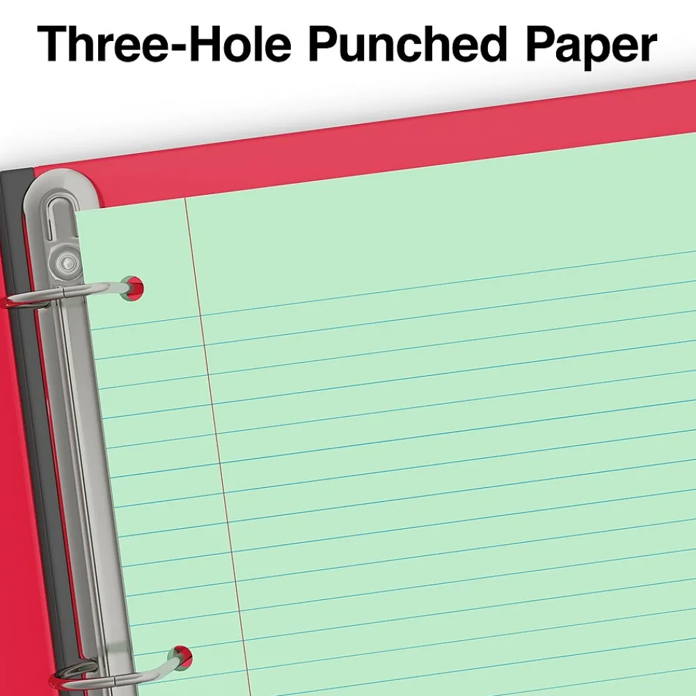 Filler Paper|Staples Wide Ruled Filler Paper, 8" x 10.5", Assorted Colors, 100 Sheets/Pack (TR41637)