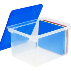 File Storage|Storex File Storage Box with Snap-On Lid, Letter/Legal Size, Clear/Blue (STX61508U01C)