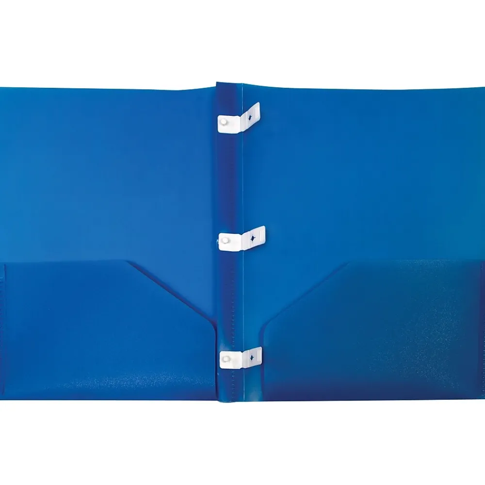 Pocket Folders|Storex 2-Pocket Poly Folder with Plastic Prongs, Blue (50313U18C)