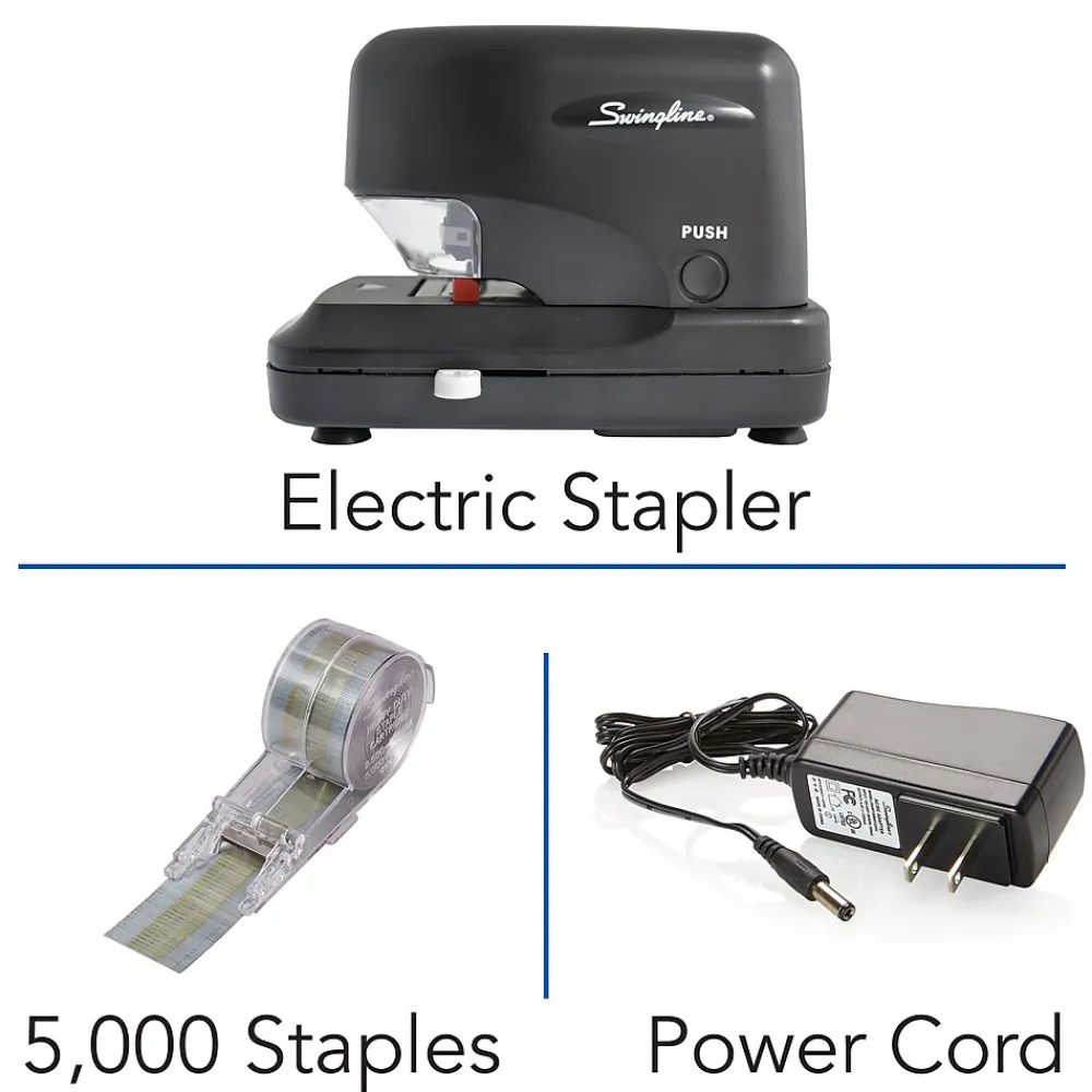 Staplers|Swingline Cartridge Electric Desktop Stapler, 30 Sheet Capacity, Black (69008)