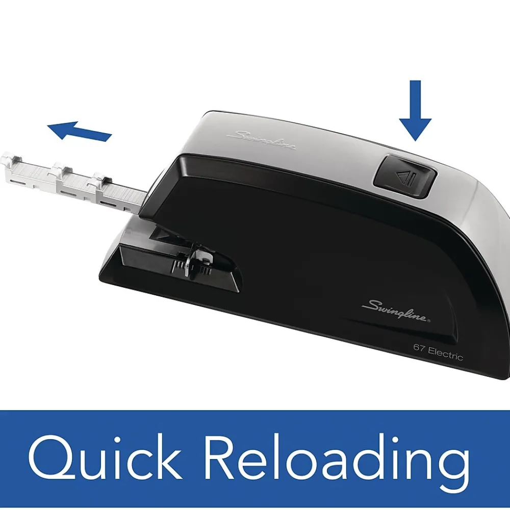 Staplers|Swingline Commercial Reduced-Effort Electric Desktop Stapler, 20-Sheet Capacity, Black/Silver (6701)