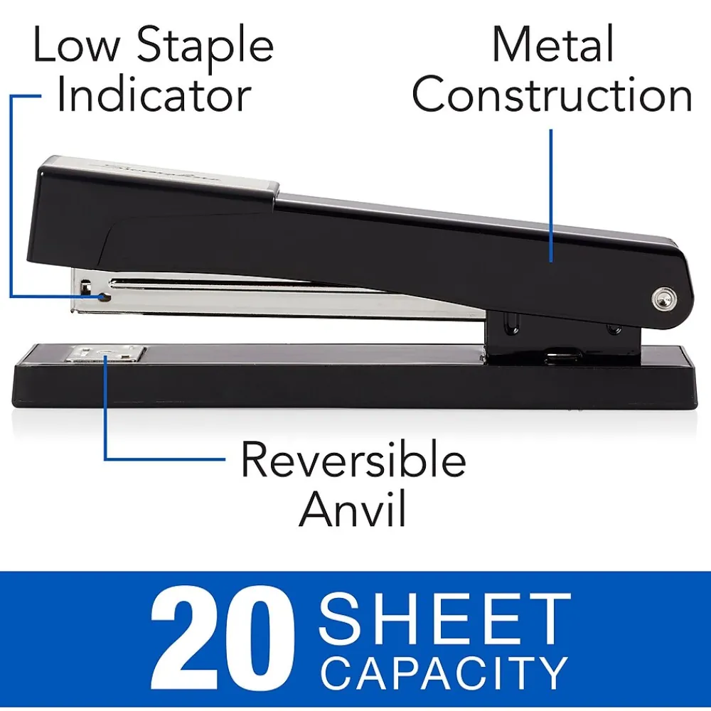 Staplers|Swingline Desktop Stapler, 20-Sheet Capacity, Black (40501)