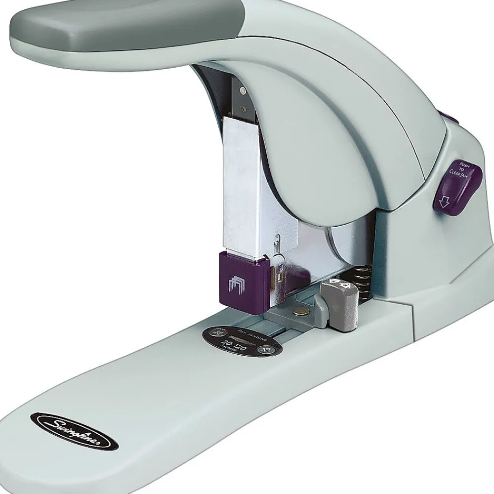 Staplers|Swingline LightTouch Desktop Stapler, 120-Sheet Capacity, Gray/Silver (90010)