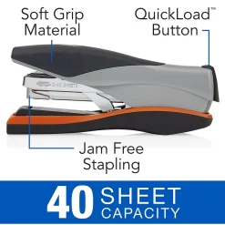 Staplers|Swingline Optima Desk Stapler, 40 Sheet Capacity, Silver/Black (87845)