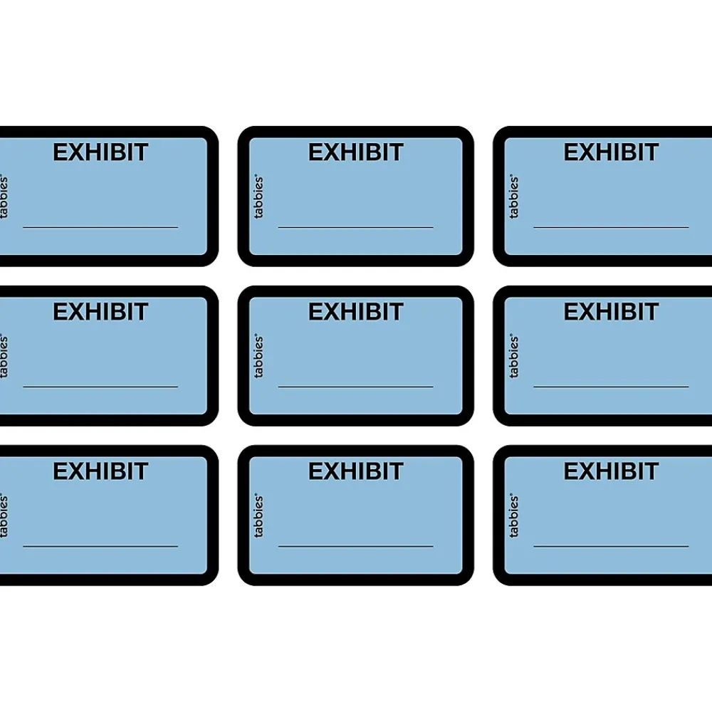 Labels|Tabbies Pre-Printed Labels - Defendant's Exhibit, Self-Adhesive, 1x1-5/8", Blue, 252 Labels/Pack (58093)