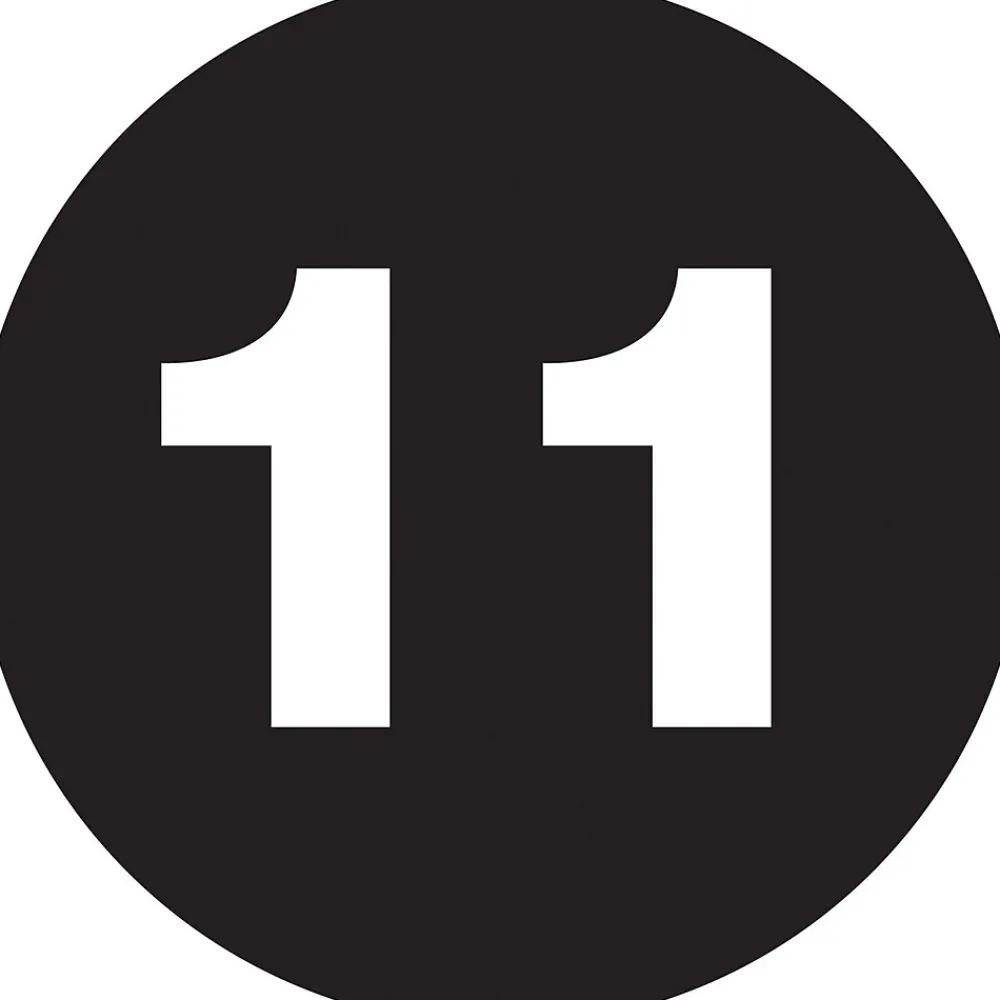 Labels|Tape Logic 2" Circle "11" Number Label, Black, 500/Roll