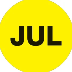Labels|Tape Logic 1" Circle "JUL" Month of the Year Labels, Fluorescent Yellow, 500/Roll