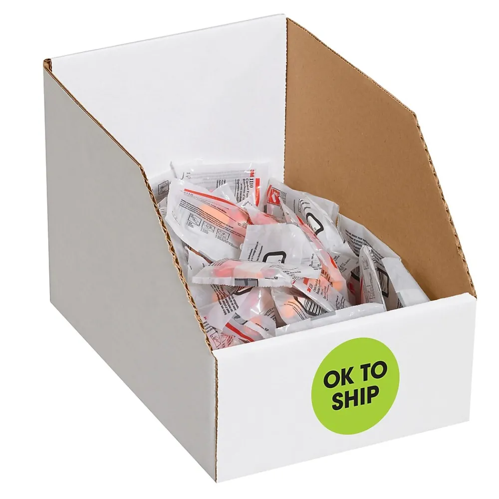 Labels|Tape Logic 2" Circle "OK To Ship" Label, Fluorescent Green, 500/Roll