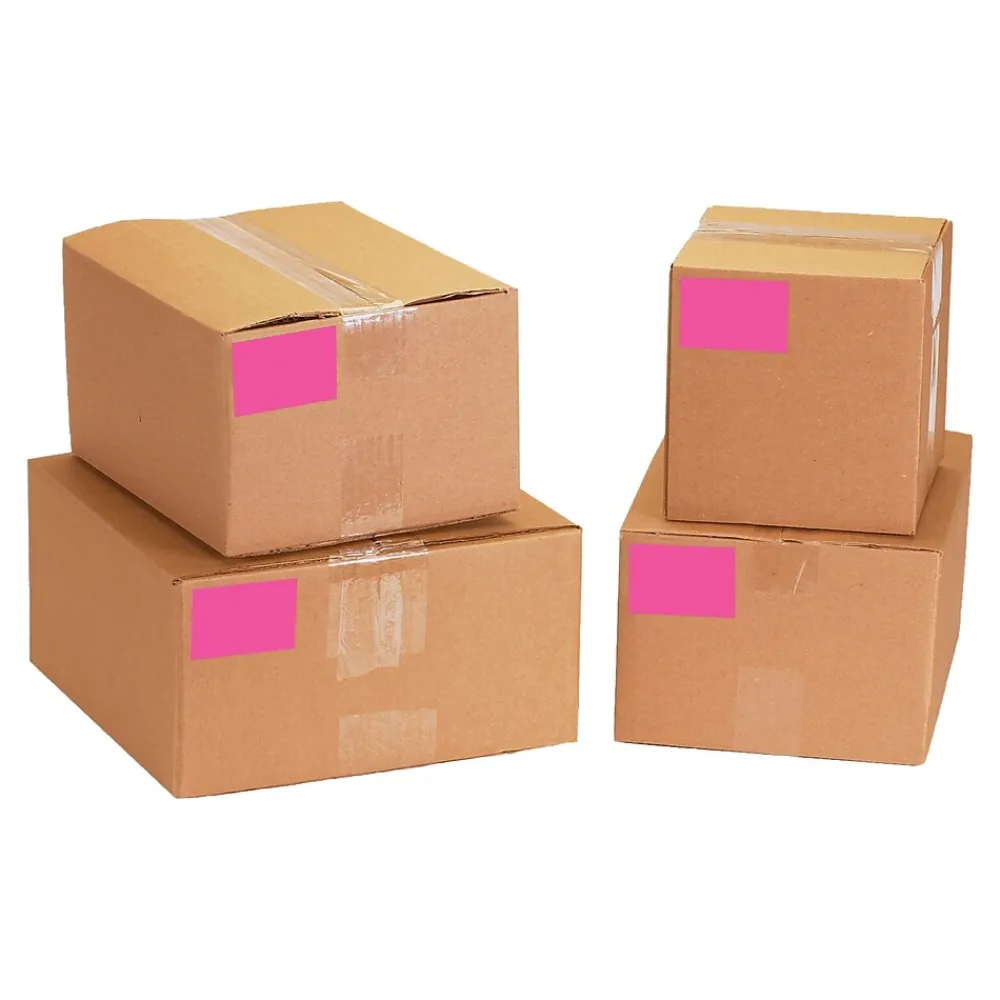 Labels|Tape Logic 5" x 7" Rectangle Inventory Label, Fluorescent Pink, 500/Roll
