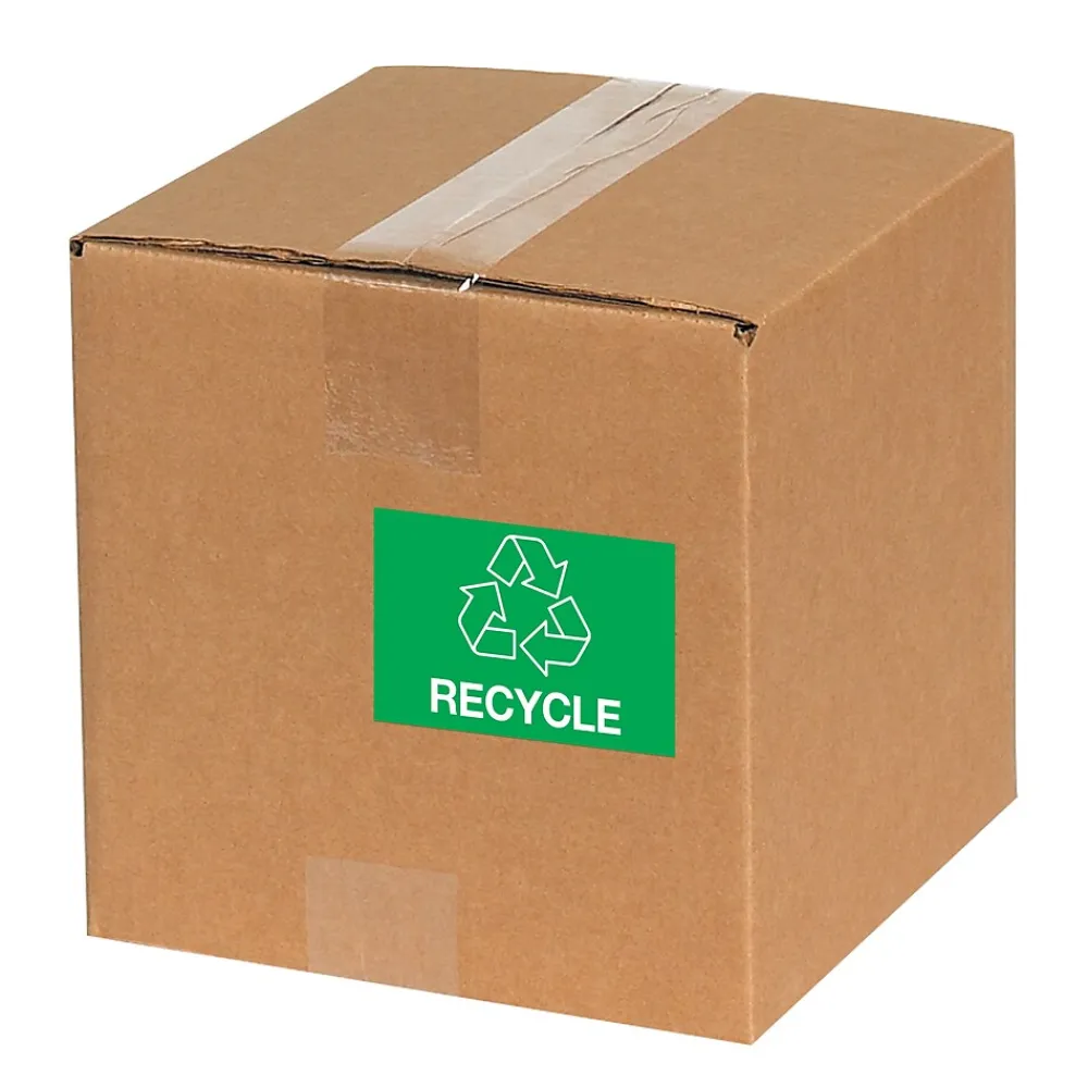 Labels|Tape Logic 2" x 3" "RECYCLE" Rectangle Inventory Label, Green, 500/Roll