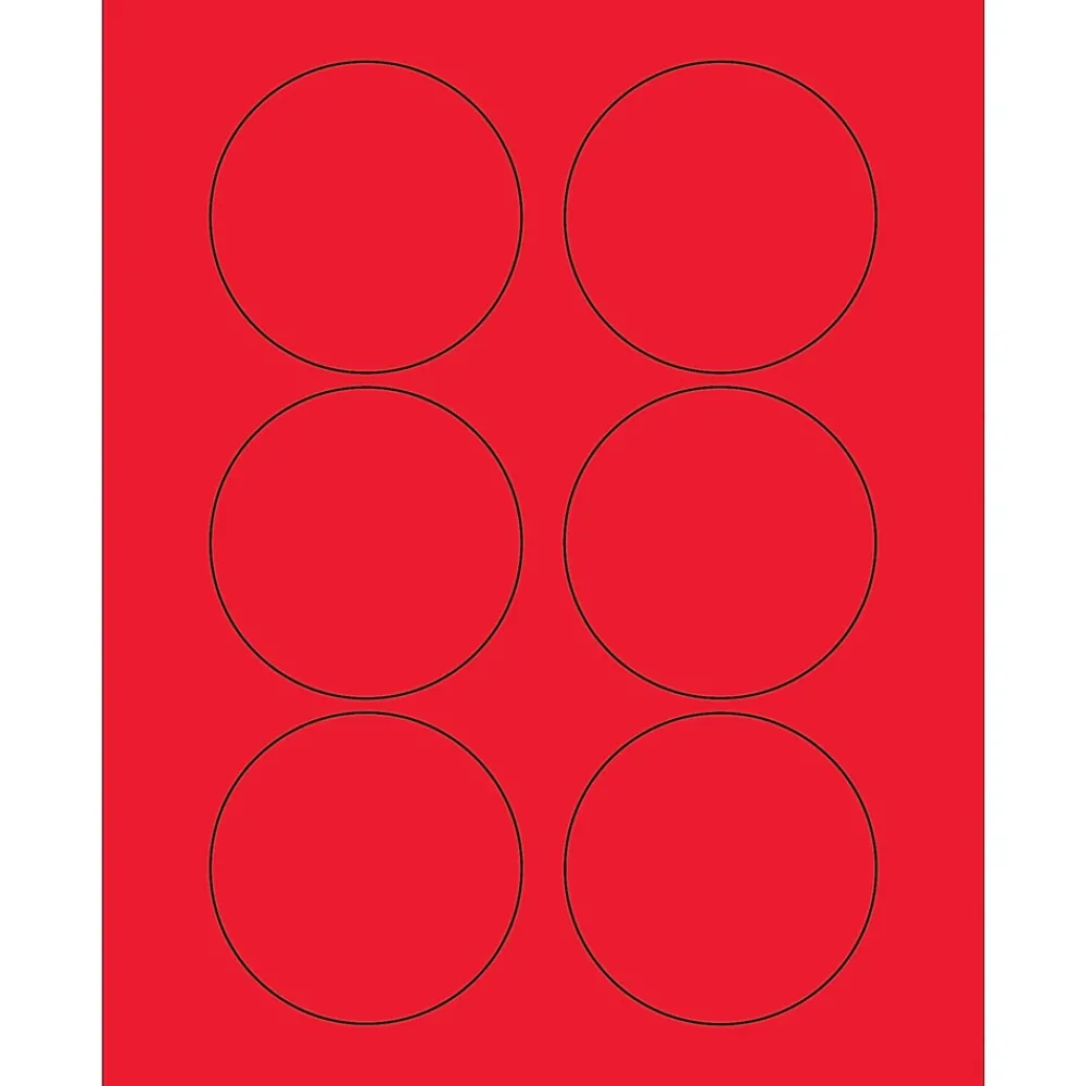 Labels|Tape Logic Fluorescent Circle Laser Labels, 3", Fluorescent Red, 600/Case (LL195RD)