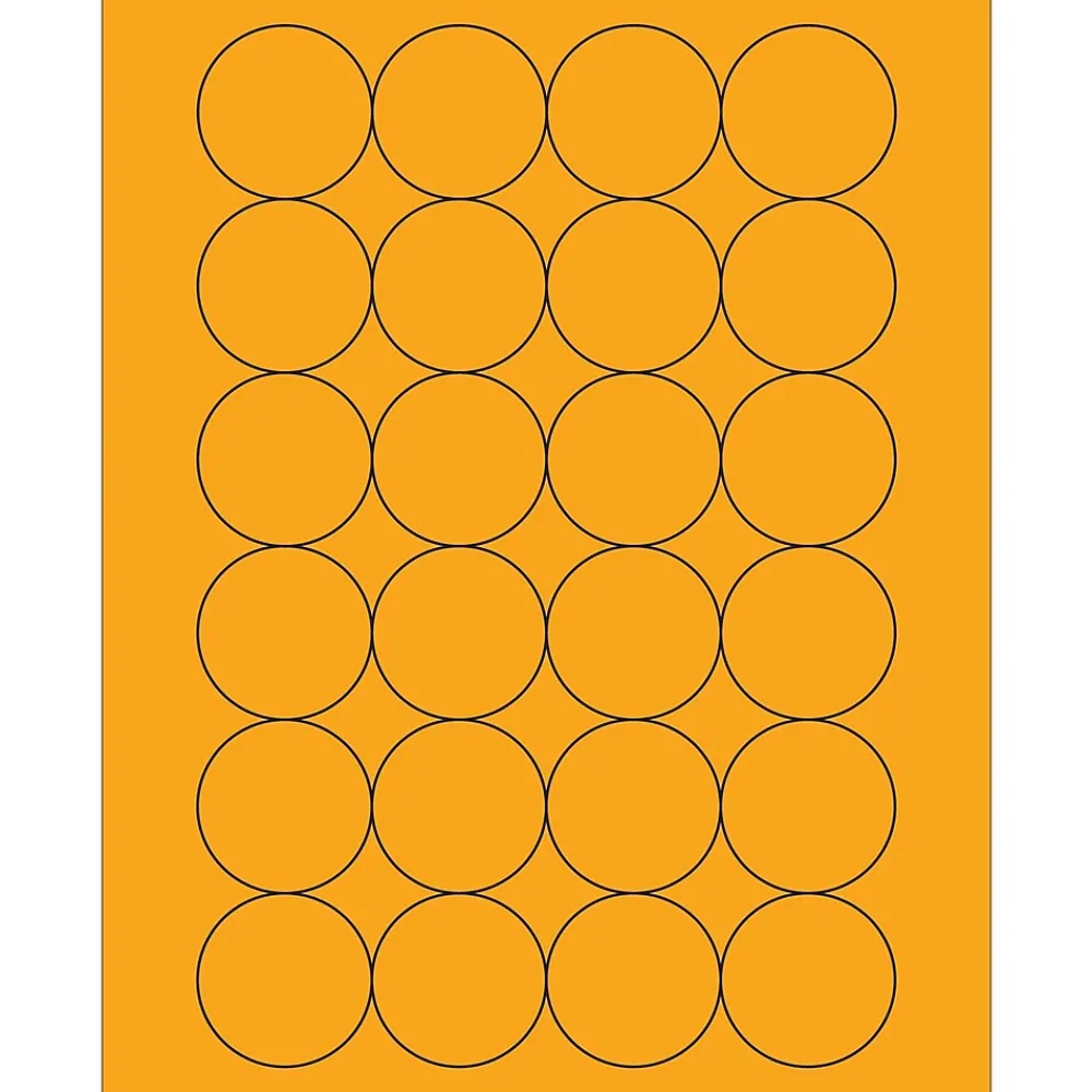 Labels|Tape Logic Fluorescent Circle Laser Labels, 1 2/3", Fluorescent Orange, 2400/Case (LL196OR)
