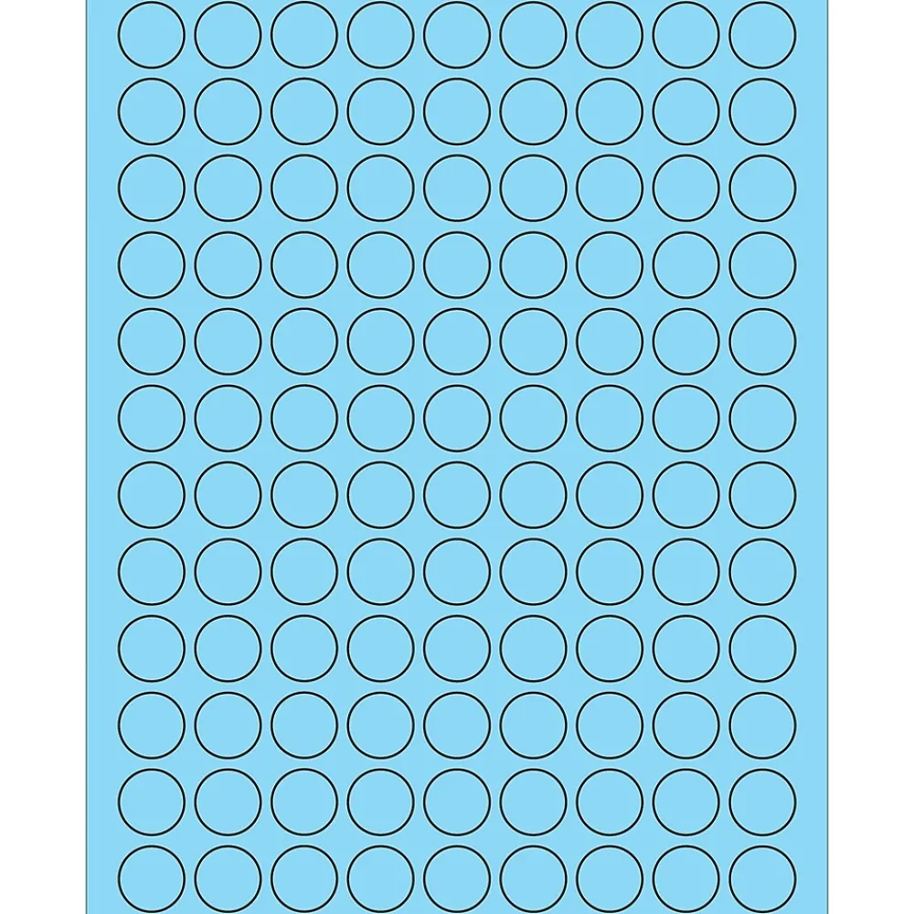 Labels|Tape Logic ® Fluorescent Circle Laser Labels, 3/4", Pastel Blue, 10800/Case (LL190BE)