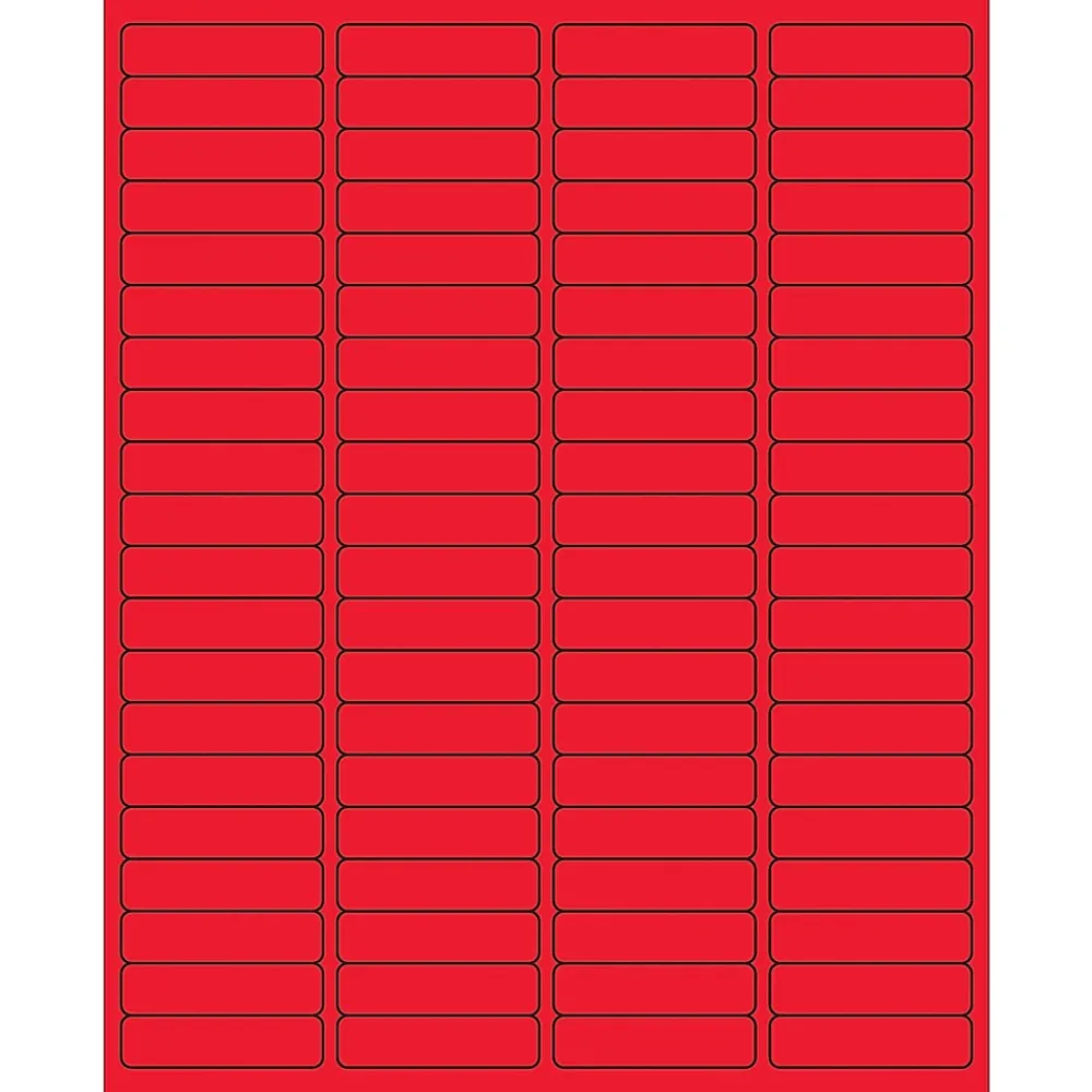 Labels|Tape Logic ® Rectangle Laser Labels, 1 15/16" x 1/2", Fluorescent Red, 8000/Case (LL171RD)