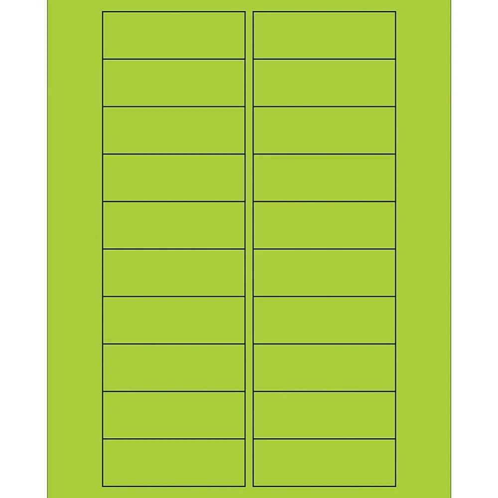 Labels|Tape Logic Rectangle Laser Labels, 3" x 1", Fluorescent Green, 2000/Case (LL174GN)