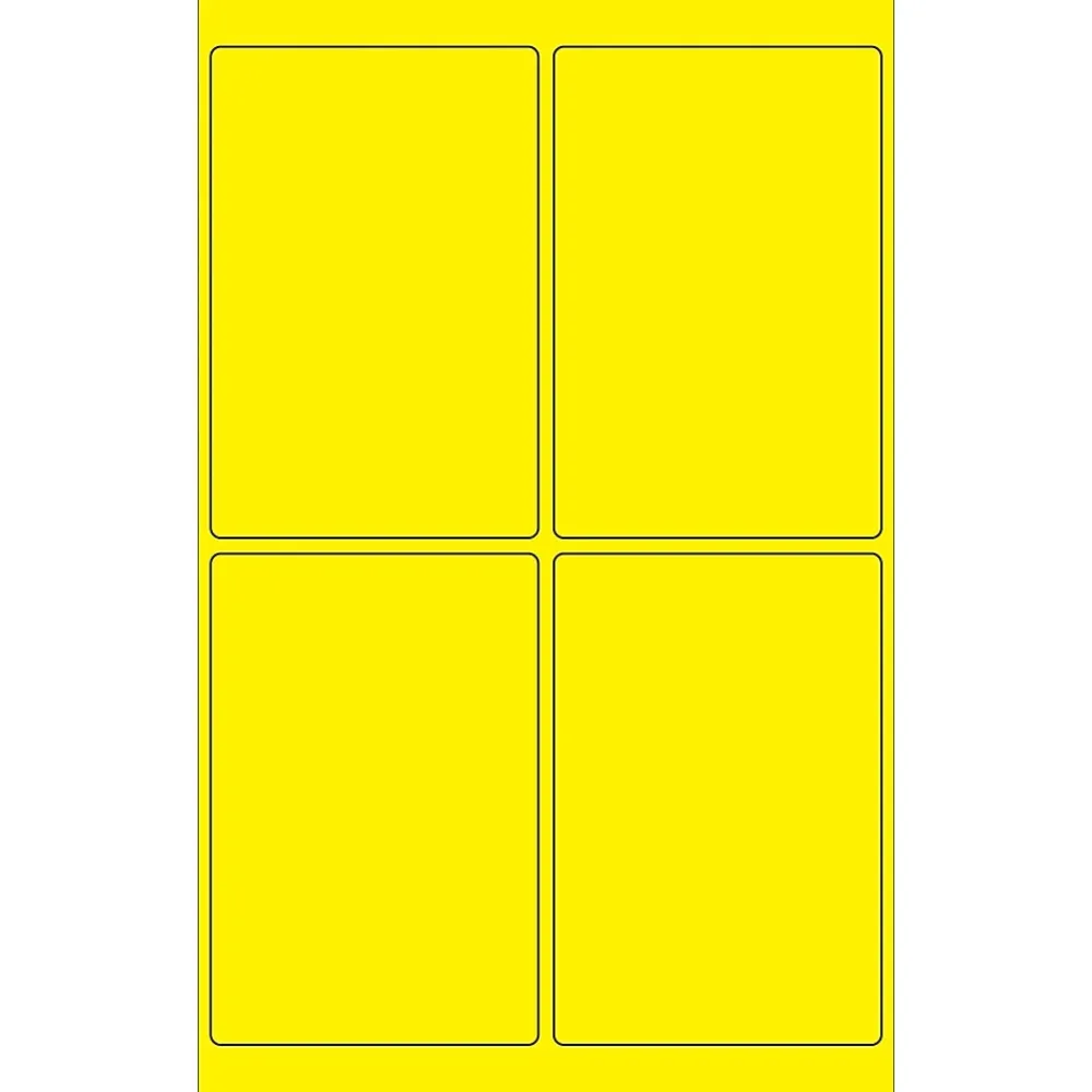 Labels|Tape Logic ® Rectangle Laser Labels, 4" x 6", Fluorescent Yellow, 400/Case (LL186YE)