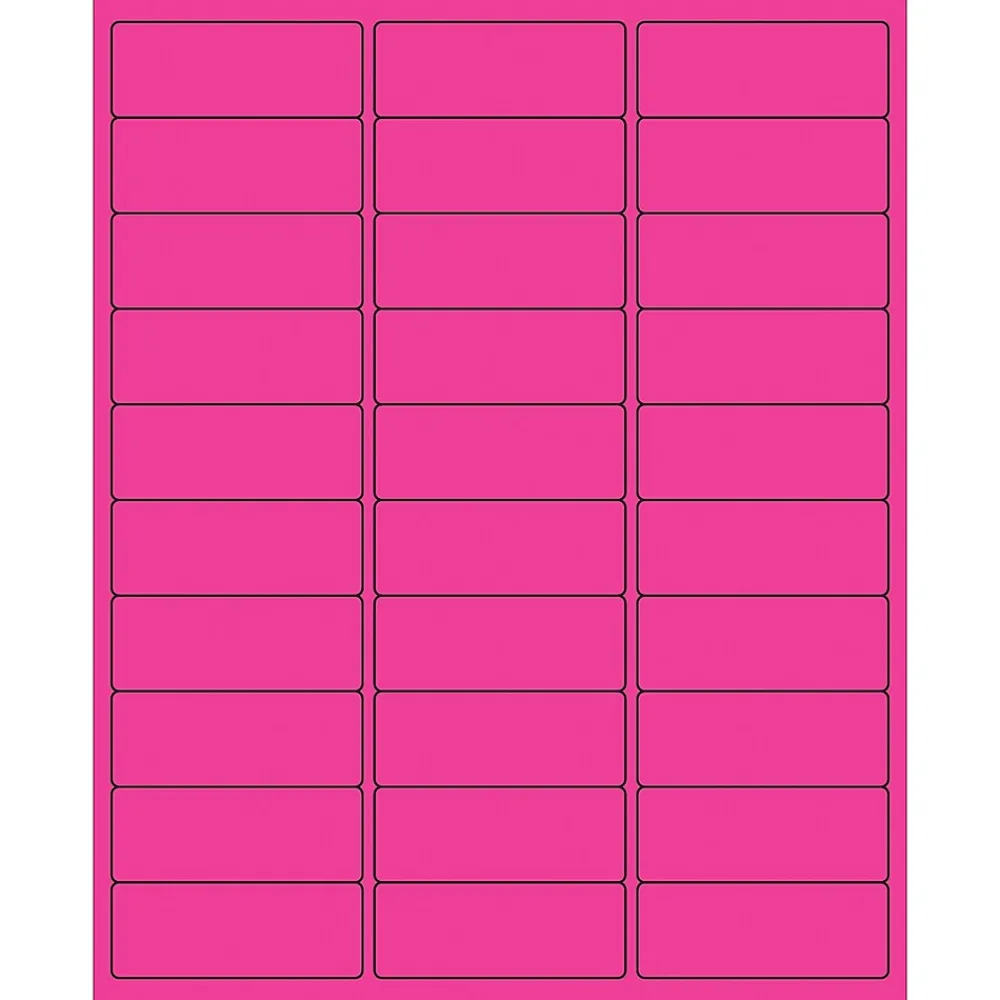 Labels|Tape Logic ® Removable Rectangle Laser Labels, 2 5/8" x 1", Fluorescent Pink, 3000/Case (LL405PK)